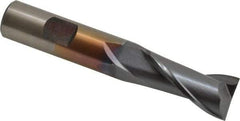 Cleveland - 11/16", 1-5/16" LOC, 5/8" Shank Diam, 3-1/4" OAL, 2 Flute, High Speed Steel Square End Mill - Single End, TiCN Finish, Spiral Flute, 30° Helix, Centercutting, Right Hand Cut, Right Hand Flute, Series HG-2 - USA Tool & Supply