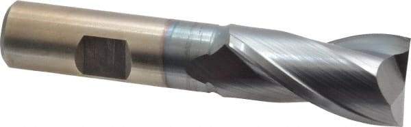 Cleveland - 13/16", 1-1/2" LOC, 5/8" Shank Diam, 4" OAL, 2 Flute, High Speed Steel Square End Mill - Single End, TiCN Finish, Spiral Flute, 30° Helix, Centercutting, Right Hand Cut, Right Hand Flute, Series HG-2 - USA Tool & Supply
