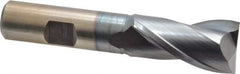 Cleveland - 13/16", 1-1/2" LOC, 5/8" Shank Diam, 4" OAL, 2 Flute, High Speed Steel Square End Mill - Single End, TiCN Finish, Spiral Flute, 30° Helix, Centercutting, Right Hand Cut, Right Hand Flute, Series HG-2 - USA Tool & Supply