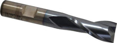 Cleveland - 39/64", 1-1/8" LOC, 1/2" Shank Diam, 3-3/8" OAL, 2 Flute, High Speed Steel Square End Mill - Single End, TiCN Finish, Spiral Flute, 30° Helix, Centercutting, Right Hand Cut, Right Hand Flute, Series HG-2 - USA Tool & Supply