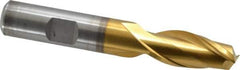 Cleveland - 1/2", 1" LOC, 1/2" Shank Diam, 3-1/4" OAL, 2 Flute, High Speed Steel Square End Mill - Single End, TiN Finish, Spiral Flute, 30° Helix, Centercutting, Right Hand Cut, Right Hand Flute, Series HG-2 - USA Tool & Supply