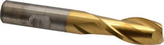 Cleveland - 9/16", 1-1/8" LOC, 1/2" Shank Diam, 3-3/8" OAL, 2 Flute, High Speed Steel Square End Mill - Single End, TiN Finish, Spiral Flute, 30° Helix, Centercutting, Right Hand Cut, Right Hand Flute, Series HG-2 - USA Tool & Supply