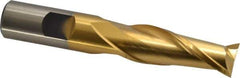Cleveland - 5/8", 1-5/16" LOC, 5/8" Shank Diam, 3-3/4" OAL, 2 Flute, High Speed Steel Square End Mill - Single End, TiN Finish, Spiral Flute, 30° Helix, Centercutting, Right Hand Cut, Right Hand Flute, Series HG-2 - USA Tool & Supply