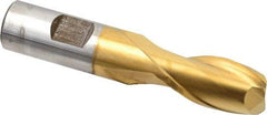Cleveland - 3/4", 1-5/16" LOC, 3/4" Shank Diam, 3-7/8" OAL, 2 Flute, High Speed Steel Square End Mill - Single End, TiN Finish, Spiral Flute, 30° Helix, Centercutting, Right Hand Cut, Right Hand Flute, Series HG-2 - USA Tool & Supply
