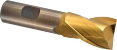 Cleveland - 1", 1-1/2" LOC, 3/4" Shank Diam, 4-1/8" OAL, 2 Flute, High Speed Steel Square End Mill - Single End, TiN Finish, Spiral Flute, 30° Helix, Centercutting, Right Hand Cut, Right Hand Flute, Series HG-2 - USA Tool & Supply