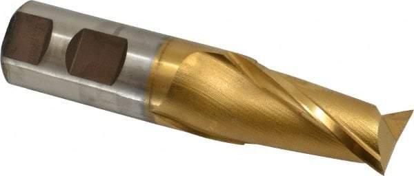 Cleveland - 1", 1-5/8" LOC, 1" Shank Diam, 4-1/2" OAL, 2 Flute, High Speed Steel Square End Mill - Single End, TiN Finish, Spiral Flute, 30° Helix, Centercutting, Right Hand Cut, Right Hand Flute, Series HG-2 - USA Tool & Supply