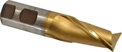 Cleveland - 1", 1-5/8" LOC, 1" Shank Diam, 4-1/2" OAL, 2 Flute, High Speed Steel Square End Mill - Single End, TiN Finish, Spiral Flute, 30° Helix, Centercutting, Right Hand Cut, Right Hand Flute, Series HG-2 - USA Tool & Supply