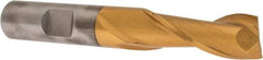 Cleveland - 1/2" Diam, 1" LOC, 2 Flute High Speed Steel Keyway End Mill - Spiral Flute, TiN Finish, 1/2" Shank Diam, 3-1/4" OAL, 30° Helix, Centercutting - USA Tool & Supply
