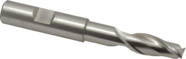 Cleveland - 7/16", 1" LOC, 1/2" Shank Diam, 3-3/4" OAL, 2 Flute, High Speed Steel Square End Mill - Single End, Uncoated, Spiral Flute, 30° Helix, Centercutting, Right Hand Cut, Right Hand Flute, Series HGN-2 - USA Tool & Supply