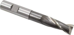 Cleveland - 5/8", 1-3/8" LOC, 5/8" Shank Diam, 4-5/8" OAL, 2 Flute, High Speed Steel Square End Mill - Single End, Uncoated, Spiral Flute, 30° Helix, Centercutting, Right Hand Cut, Right Hand Flute, Series HGN-2 - USA Tool & Supply