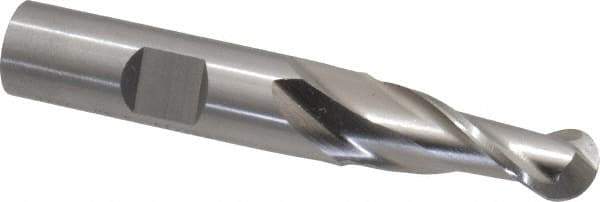 Cleveland - 7/16" Diam, 1" LOC, 2 Flute High Speed Steel Ball End Mill - Uncoated, Single End, 3-1/4" OAL, 1/2" Shank Diam, Spiral Flute - USA Tool & Supply