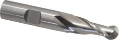 Cleveland - 7/16" Diam, 1" LOC, 2 Flute High Speed Steel Ball End Mill - Uncoated, Single End, 3-1/4" OAL, 1/2" Shank Diam, Spiral Flute - USA Tool & Supply