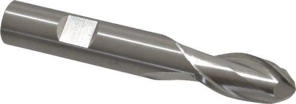 Cleveland - 1/2" Diam, 1" LOC, 2 Flute High Speed Steel Ball End Mill - Uncoated, Single End, 3-1/4" OAL, 1/2" Shank Diam, Spiral Flute - USA Tool & Supply