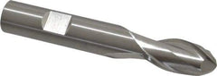 Cleveland - 1/2" Diam, 1" LOC, 2 Flute High Speed Steel Ball End Mill - Uncoated, Single End, 3-1/4" OAL, 1/2" Shank Diam, Spiral Flute - USA Tool & Supply
