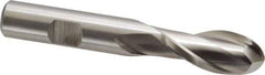 Cleveland - 9/16" Diam, 1-1/8" LOC, 2 Flute High Speed Steel Ball End Mill - Uncoated, Single End, 3-3/8" OAL, 1/2" Shank Diam, Spiral Flute - USA Tool & Supply