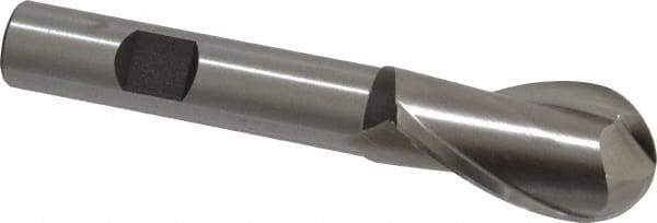 Cleveland - 3/4" Diam, 1-5/16" LOC, 2 Flute High Speed Steel Ball End Mill - Uncoated, Single End, 3-5/8" OAL, 1/2" Shank Diam, Spiral Flute - USA Tool & Supply