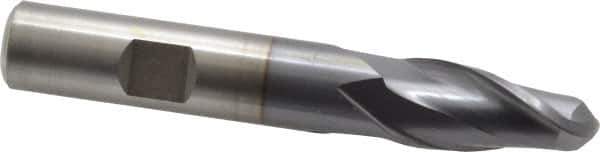 Cleveland - 1/2" Diam, 1" LOC, 2 Flute High Speed Steel Ball End Mill - TiCN Finish, Single End, 3-1/4" OAL, 1/2" Shank Diam, Spiral Flute - USA Tool & Supply