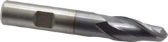Cleveland - 1/2" Diam, 1" LOC, 2 Flute High Speed Steel Ball End Mill - TiCN Finish, Single End, 3-1/4" OAL, 1/2" Shank Diam, Spiral Flute - USA Tool & Supply