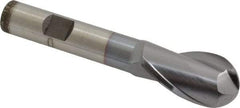 Cleveland - 3/4" Diam, 1-5/16" LOC, 2 Flute High Speed Steel Ball End Mill - TiCN Finish, Single End, 3-5/8" OAL, 1/2" Shank Diam, Spiral Flute - USA Tool & Supply