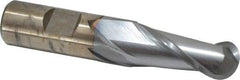 Cleveland - 3/4" Diam, 1-5/8" LOC, 2 Flute High Speed Steel Ball End Mill - TiCN Finish, Single End, 3-7/8" OAL, 3/4" Shank Diam, Spiral Flute - USA Tool & Supply