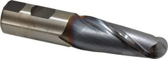 Cleveland - 1" Diam, 2-1/4" LOC, 2 Flute High Speed Steel Ball End Mill - TiCN Finish, Single End, 4-1/2" OAL, 1" Shank Diam, Spiral Flute - USA Tool & Supply