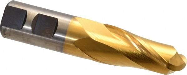 Cleveland - 7/8" Diam, 2" LOC, 2 Flute High Speed Steel Ball End Mill - TiN Finish, Single End, 4-1/4" OAL, 7/8" Shank Diam, Spiral Flute - USA Tool & Supply
