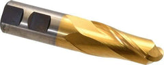 Cleveland - 7/8" Diam, 2" LOC, 2 Flute High Speed Steel Ball End Mill - TiN Finish, Single End, 4-1/4" OAL, 7/8" Shank Diam, Spiral Flute - USA Tool & Supply