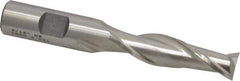 Cleveland - 9/16", 2" LOC, 5/8" Shank Diam, 4-1/8" OAL, 2 Flute, High Speed Steel Square End Mill - Single End, Uncoated, Spiral Flute, 30° Helix, Centercutting, Right Hand Cut, Right Hand Flute, Series HG-2 - USA Tool & Supply