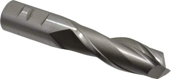 Cleveland - 7/8", 2-1/2" LOC, 7/8" Shank Diam, 5-3/4" OAL, 2 Flute, High Speed Steel Square End Mill - Single End, Uncoated, Spiral Flute, 30° Helix, Centercutting, Right Hand Cut, Right Hand Flute, Series HG-2 - USA Tool & Supply