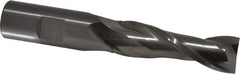 Cleveland - 11/16", 2-1/4" LOC, 3/4" Shank Diam, 4-1/2" OAL, 2 Flute, High Speed Steel Square End Mill - Single End, Uncoated, Spiral Flute, 30° Helix, Centercutting, Right Hand Cut, Right Hand Flute, Series HG-2 - USA Tool & Supply