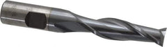 Cleveland - 9/16", 2" LOC, 5/8" Shank Diam, 4-1/8" OAL, 2 Flute, High Speed Steel Square End Mill - Single End, TiCN Finish, Spiral Flute, 30° Helix, Centercutting, Right Hand Cut, Right Hand Flute, Series HG-2 - USA Tool & Supply