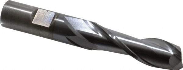 Cleveland - 5/8", 2" LOC, 5/8" Shank Diam, 4-1/8" OAL, 2 Flute, High Speed Steel Square End Mill - Single End, TiCN Finish, Spiral Flute, 30° Helix, Centercutting, Right Hand Cut, Right Hand Flute, Series HG-2 - USA Tool & Supply