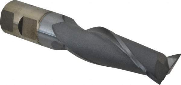Cleveland - 1", 3" LOC, 1" Shank Diam, 5-1/2" OAL, 2 Flute, High Speed Steel Square End Mill - Single End, TiCN Finish, Spiral Flute, 30° Helix, Centercutting, Right Hand Cut, Right Hand Flute, Series HG-2 - USA Tool & Supply