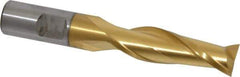 Cleveland - 5/8", 2" LOC, 5/8" Shank Diam, 4-5/8" OAL, 2 Flute, High Speed Steel Square End Mill - Single End, TiN Finish, Spiral Flute, 30° Helix, Centercutting, Right Hand Cut, Right Hand Flute, Series HG-2 - USA Tool & Supply
