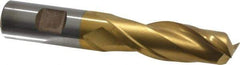Cleveland - 3/4", 2-1/4" LOC, 3/4" Shank Diam, 5-1/4" OAL, 2 Flute, High Speed Steel Square End Mill - Single End, TiN Finish, Spiral Flute, 30° Helix, Centercutting, Right Hand Cut, Right Hand Flute, Series HG-2 - USA Tool & Supply