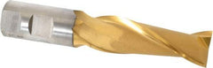 Cleveland - 1", 3" LOC, 1" Shank Diam, 5-1/2" OAL, 2 Flute, High Speed Steel Square End Mill - Single End, TiN Finish, Spiral Flute, 30° Helix, Centercutting, Right Hand Cut, Right Hand Flute, Series HG-2 - USA Tool & Supply