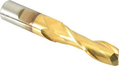 Cleveland - 11/16", 2-1/4" LOC, 3/4" Shank Diam, 5-1/4" OAL, 2 Flute, High Speed Steel Square End Mill - Single End, TiN Finish, Spiral Flute, 30° Helix, Centercutting, Right Hand Cut, Right Hand Flute, Series HG-2 - USA Tool & Supply