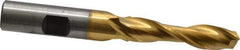 Cleveland - 13/32", 1-3/4" LOC, 1/2" Shank Diam, 3-1/4" OAL, 2 Flute, High Speed Steel Square End Mill - Single End, TiN Finish, Spiral Flute, 30° Helix, Centercutting, Right Hand Cut, Right Hand Flute, Series HG-2 - USA Tool & Supply
