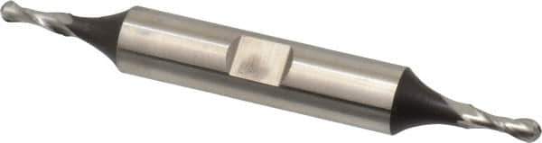 Cleveland - 1/8" Diam, 3/8" LOC, 2 Flute High Speed Steel Ball End Mill - Uncoated, Double End, 3-1/16" OAL, 3/8" Shank Diam, Spiral Flute - USA Tool & Supply