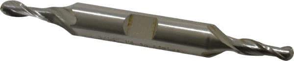 Cleveland - 3/16" Diam, 7/16" LOC, 2 Flute High Speed Steel Ball End Mill - Uncoated, Double End, 3-1/4" OAL, 3/8" Shank Diam, Spiral Flute - USA Tool & Supply