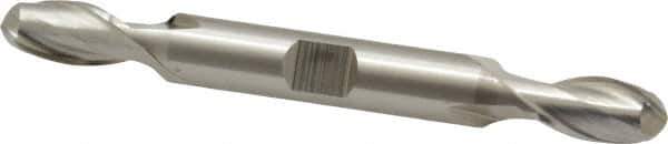 Cleveland - 11/32" Diam, 9/16" LOC, 2 Flute High Speed Steel Ball End Mill - Uncoated, Double End, 3-1/2" OAL, 3/8" Shank Diam, Spiral Flute - USA Tool & Supply