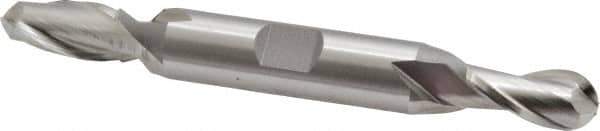 Cleveland - 13/32" Diam, 13/16" LOC, 2 Flute High Speed Steel Ball End Mill - Uncoated, Double End, 4-1/8" OAL, 1/2" Shank Diam, Spiral Flute - USA Tool & Supply