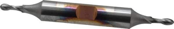 Cleveland - 1/8" Diam, 3/8" LOC, 2 Flute High Speed Steel Ball End Mill - TiCN Finish, Double End, 3-1/16" OAL, 3/8" Shank Diam, Spiral Flute - USA Tool & Supply