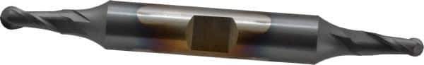 Cleveland - 3/16" Diam, 7/16" LOC, 2 Flute High Speed Steel Ball End Mill - TiCN Finish, Double End, 3-1/4" OAL, 3/8" Shank Diam, Spiral Flute - USA Tool & Supply