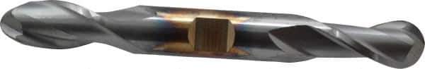 Cleveland - 1/2" Diam, 13/16" LOC, 2 Flute High Speed Steel Ball End Mill - TiCN Finish, Double End, 4-1/8" OAL, 1/2" Shank Diam, Spiral Flute - USA Tool & Supply