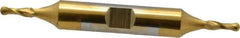 Cleveland - 1/8" Diam, 3/8" LOC, 2 Flute High Speed Steel Ball End Mill - TiN Finish, Double End, 3-1/16" OAL, 3/8" Shank Diam, Spiral Flute - USA Tool & Supply