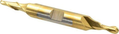 Cleveland - 3/16" Diam, 7/16" LOC, 2 Flute High Speed Steel Ball End Mill - TiN Finish, Double End, 3-1/4" OAL, 3/8" Shank Diam, Spiral Flute - USA Tool & Supply