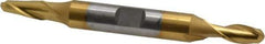 Cleveland - 1/4" Diam, 1/2" LOC, 2 Flute High Speed Steel Ball End Mill - TiN Finish, Double End, 3-3/8" OAL, 3/8" Shank Diam, Spiral Flute - USA Tool & Supply