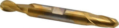 Cleveland - 5/16" Diam, 9/16" LOC, 2 Flute High Speed Steel Ball End Mill - TiN Finish, Double End, 3-1/2" OAL, 3/8" Shank Diam, Spiral Flute - USA Tool & Supply