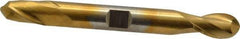 Cleveland - 3/8" Diam, 9/16" LOC, 2 Flute High Speed Steel Ball End Mill - TiN Finish, Double End, 3-1/2" OAL, 3/8" Shank Diam, Spiral Flute - USA Tool & Supply